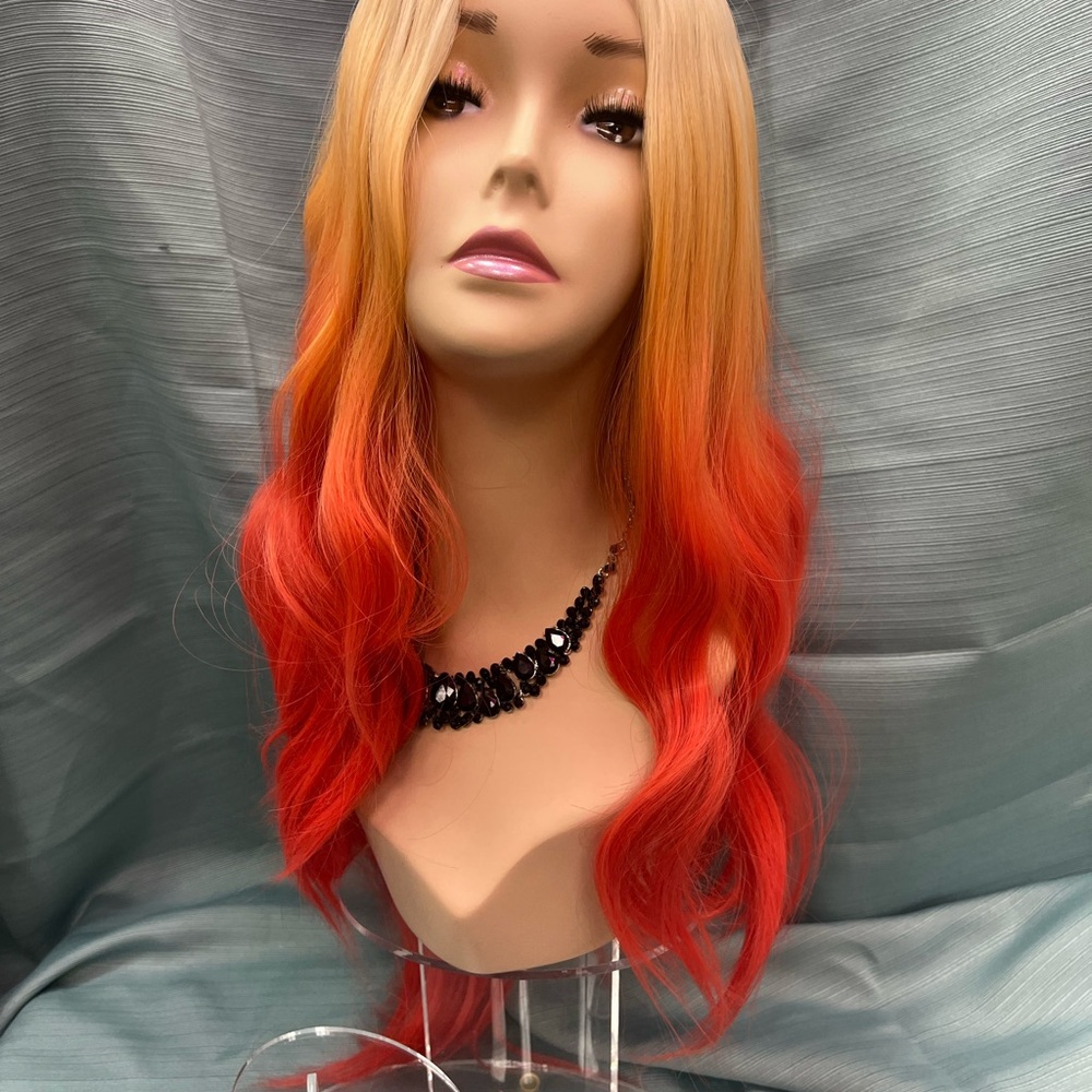 Vibrant Orange Ombre Wig